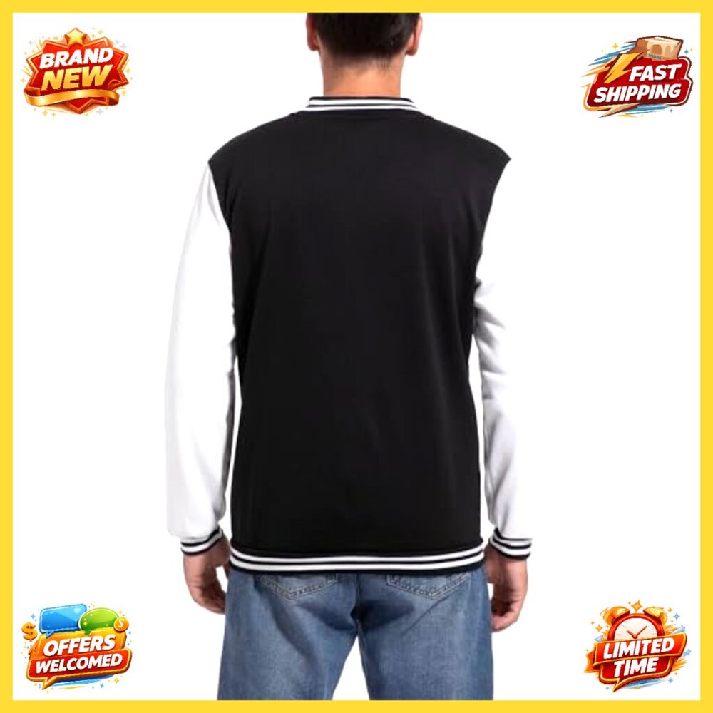 Varsity Baseball Jacket Slim Fit Casual Vintage Letterman Bomber Streetwear - Picture 2 of 6